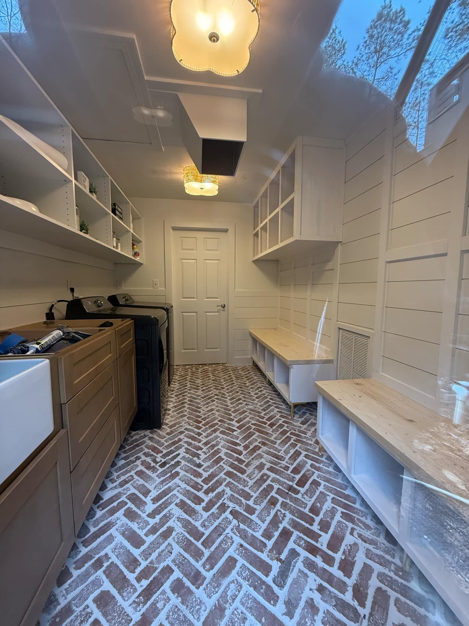 Kitchen remodel with herringbone backsplash
